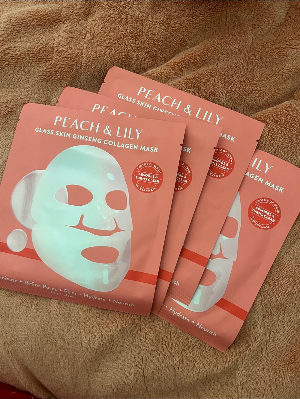 Peach & Lily Glass Skin Ginseng Collagen Mask — Coral Pink Sheet Mask